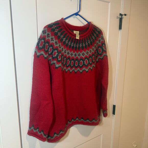 Vintage LL Bean Nordic Wool Fair Isle Sweater. Made in Bulgaria. Casual, Preppy - Picture 5 of 10